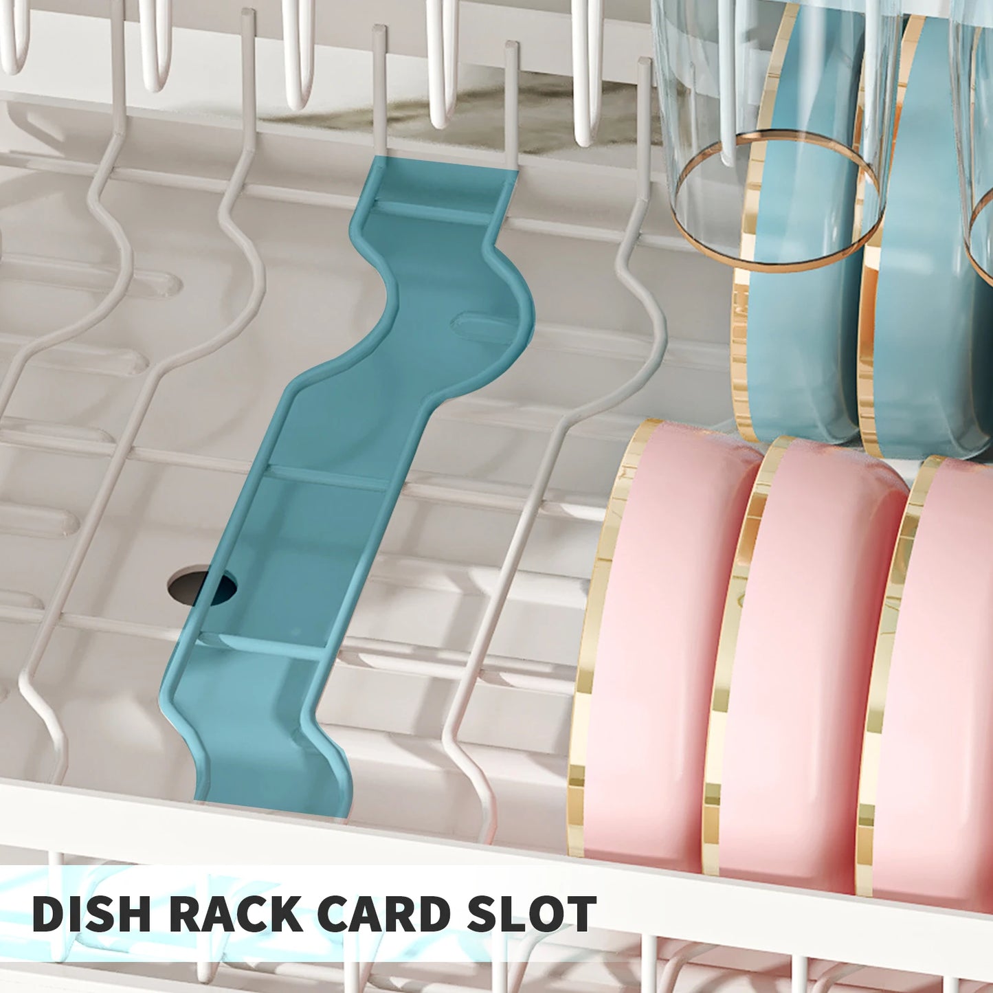 A35 double layer dish drying rack with cutlery rack and drain board