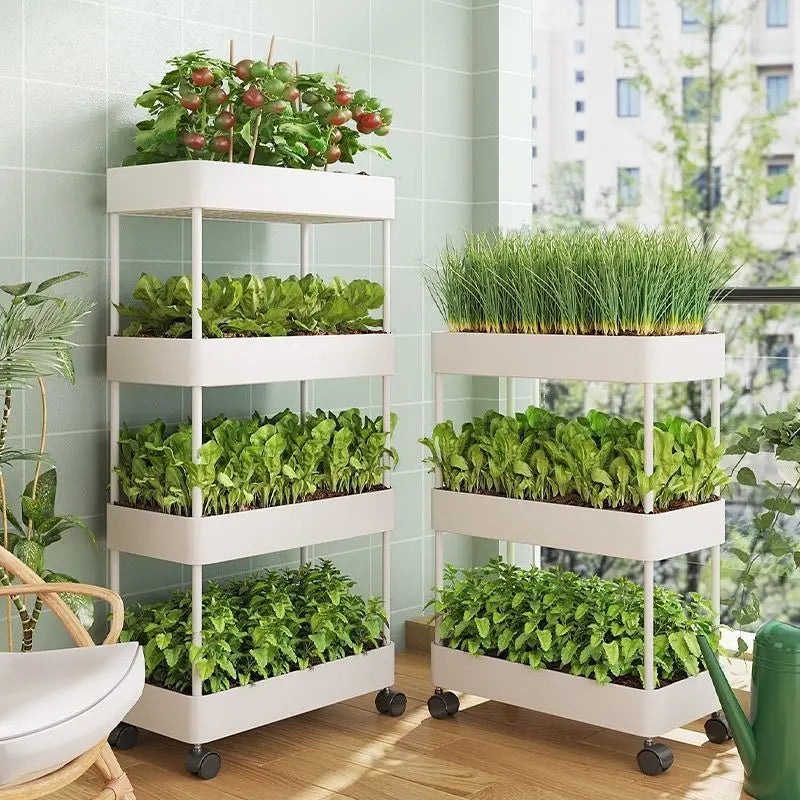 A240 Storage Rack White Independent Multi-layer Rolling Sliding Balcony Multi-layer Vegetable Planting Artifact
