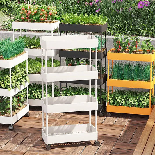 A150 Storage Rack White Independent Multi-layer Rolling Sliding Balcony Multi-layer Vegetable Planting Artifact
