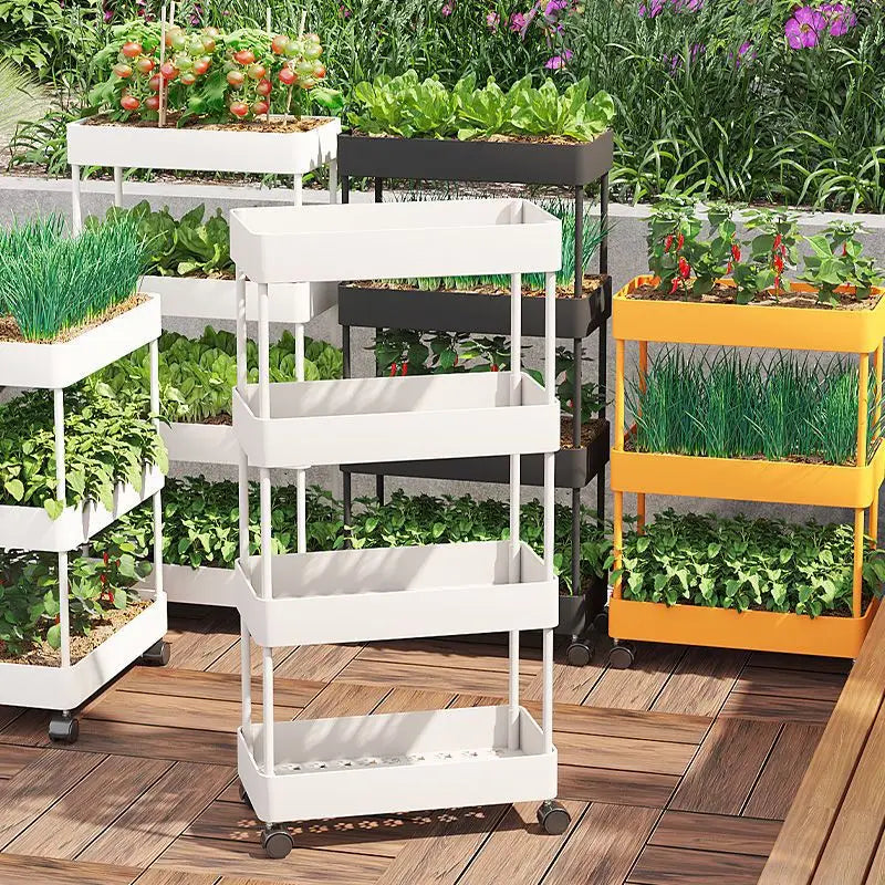 A240 Storage Rack White Independent Multi-layer Rolling Sliding Balcony Multi-layer Vegetable Planting Artifact