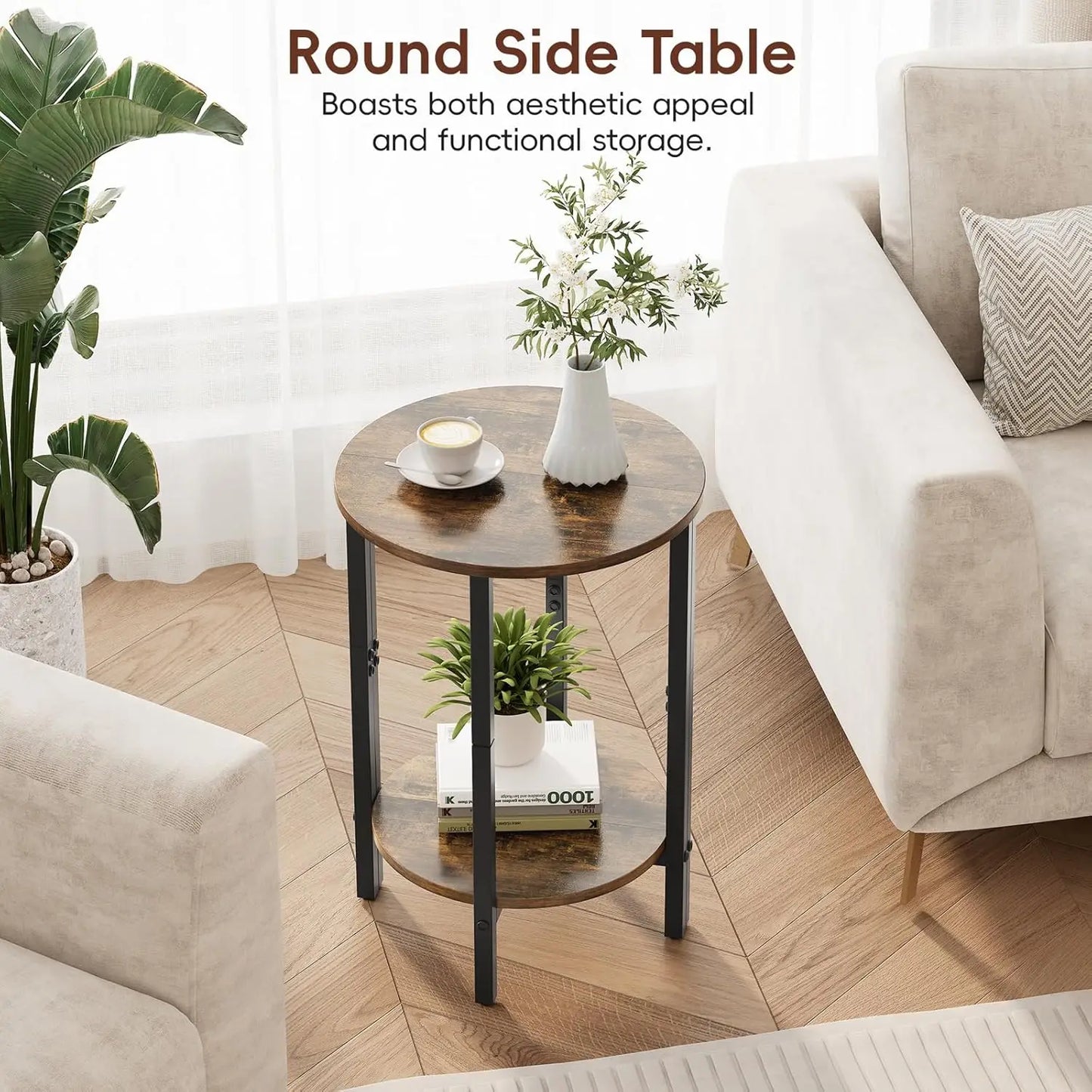 A78 side table, double layer small sofa side table, small round coffee side table, thin sofa table,