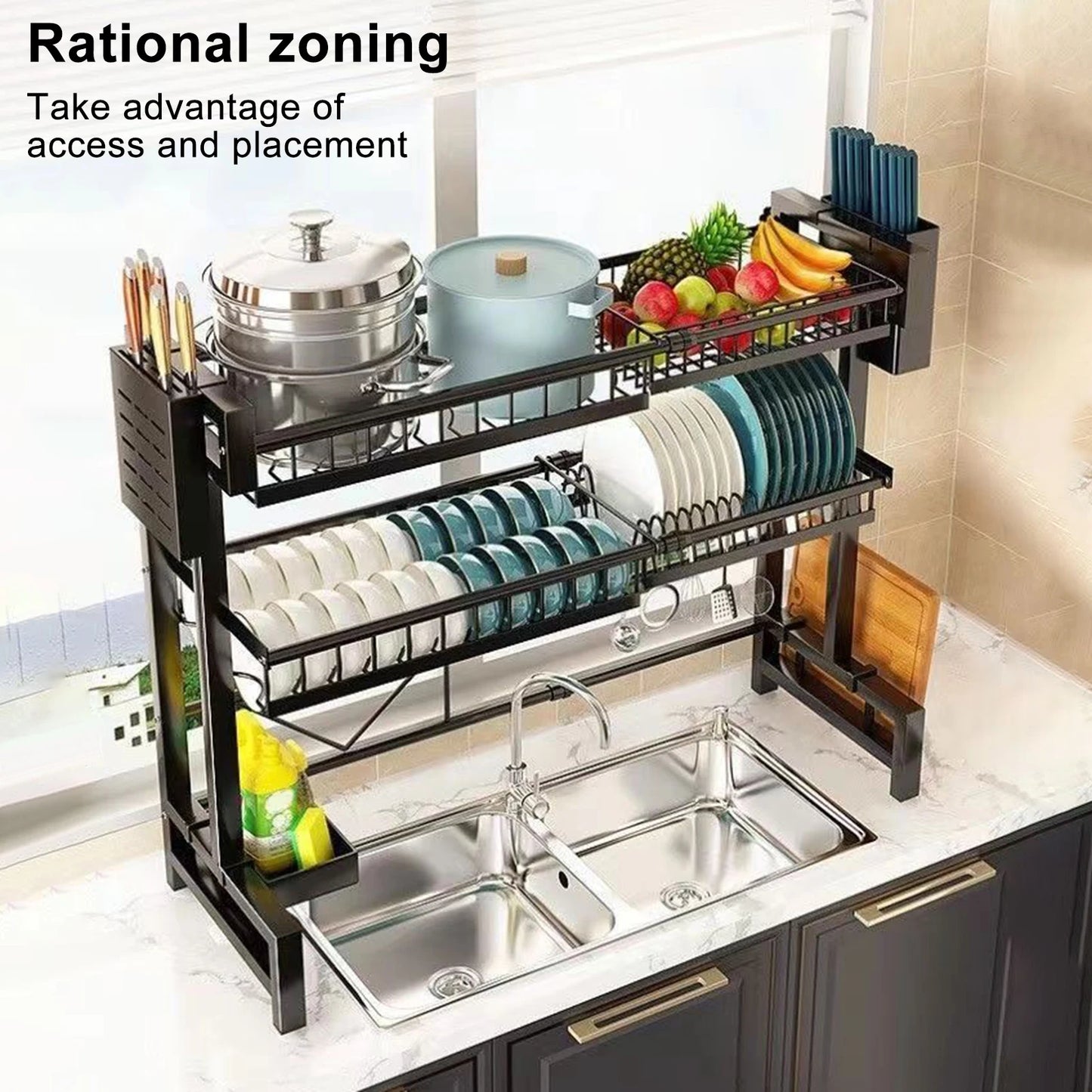 A180 Retractable bowl drain rack multifunctional dish storage rack