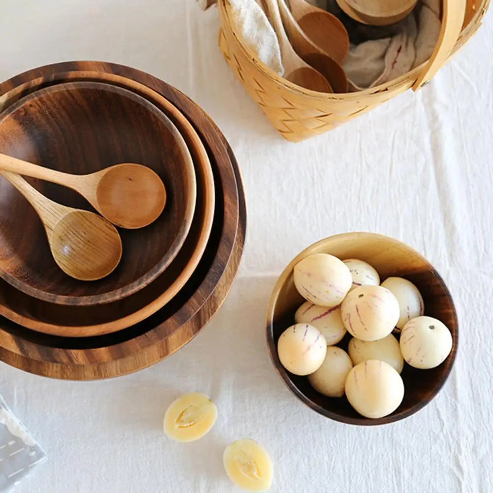 L21-105 Good Grade Eco-Friendly Polishing Salad Bowl Japanese Practical Wooden Soup Bowl Kitchen Supplies
