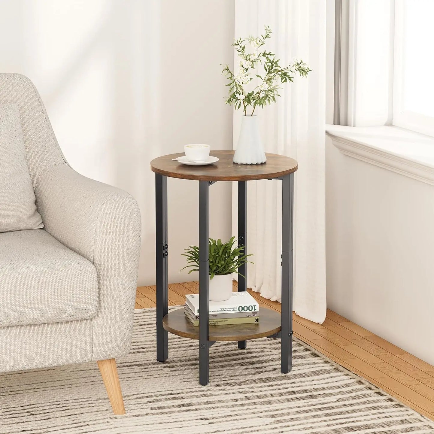 A78 side table, double layer small sofa side table, small round coffee side table, thin sofa table,