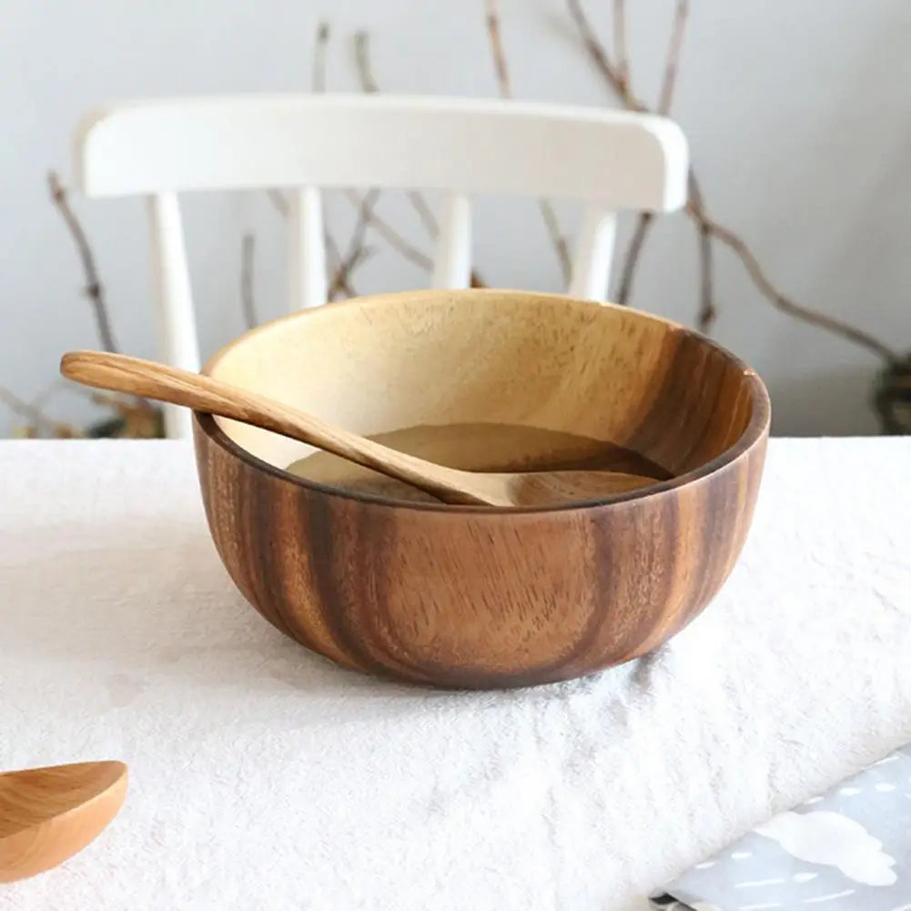 L21-105 Good Grade Eco-Friendly Polishing Salad Bowl Japanese Practical Wooden Soup Bowl Kitchen Supplies