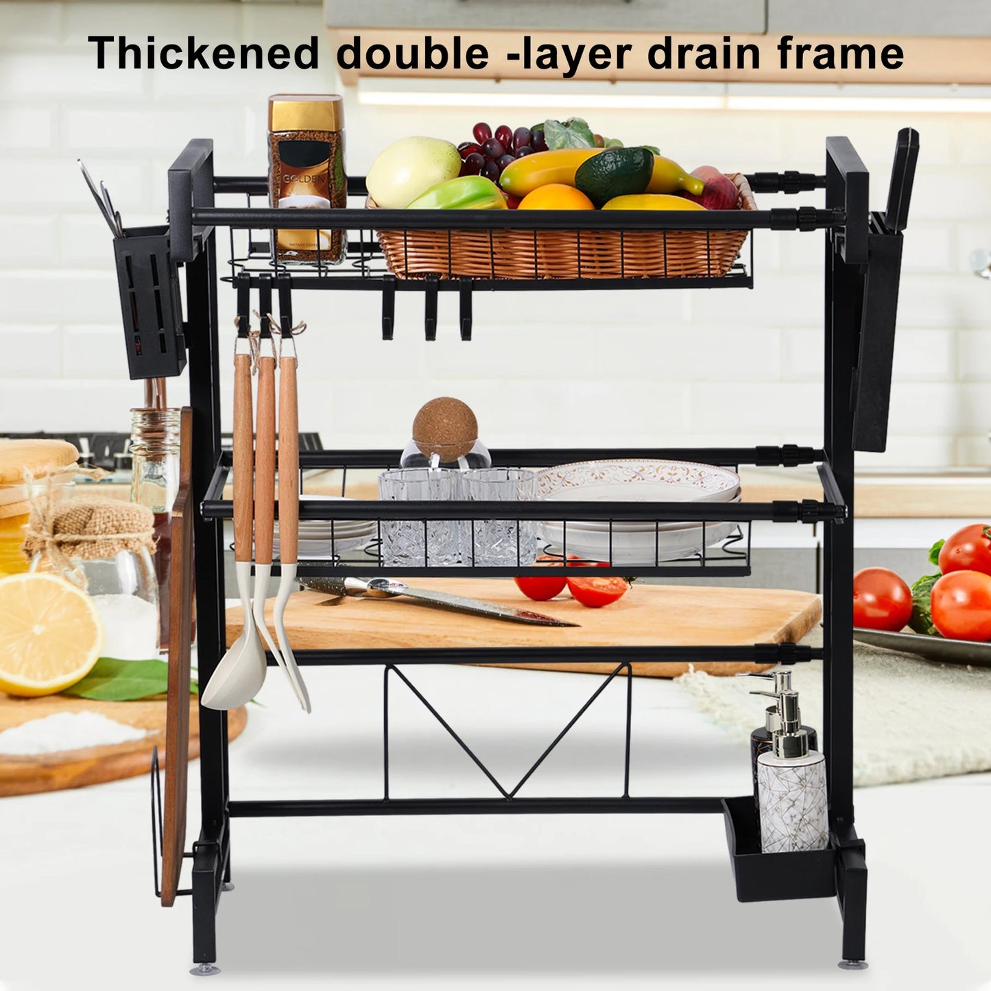 A180 Retractable bowl drain rack multifunctional dish storage rack