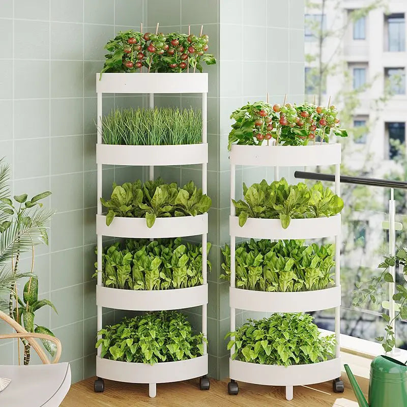 A240 Storage Rack White Independent Multi-layer Rolling Sliding Balcony Multi-layer Vegetable Planting Artifact