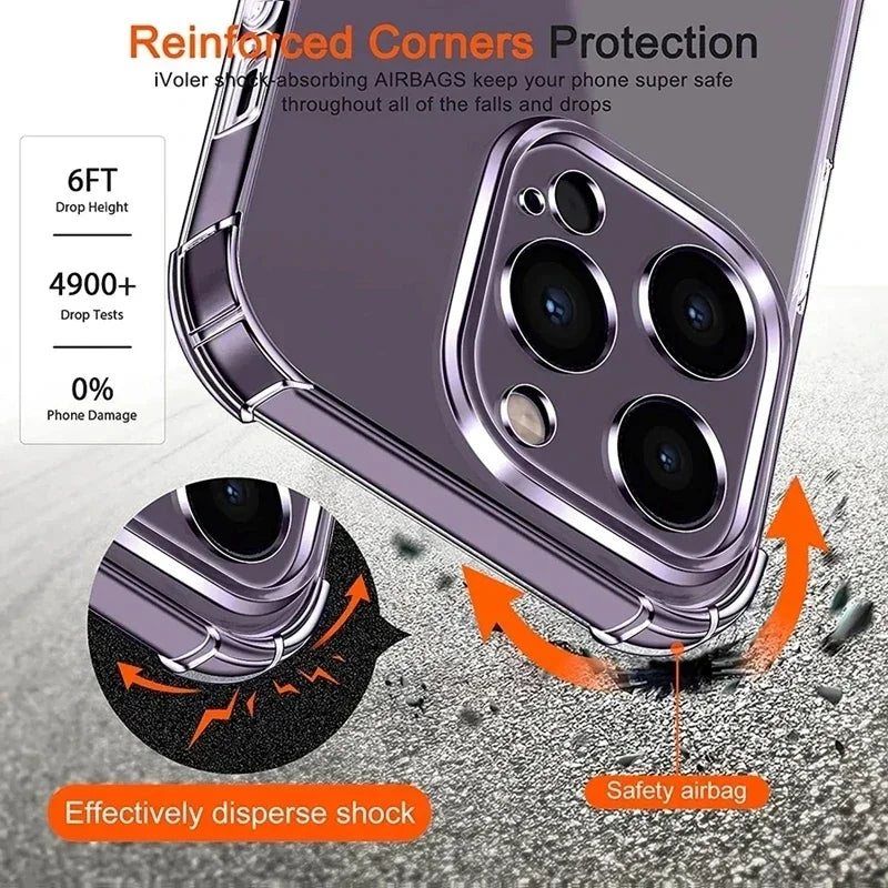 B11 Shockproof Silicone Transparent Phone Case for iPhone 13 15 12 14 16 Pro Max