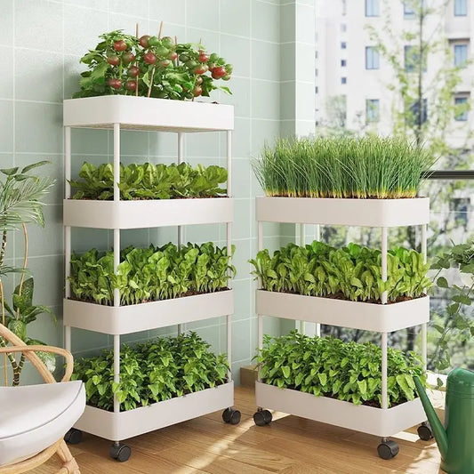 A240 Storage Rack White Independent Multi-layer Rolling Sliding Balcony Multi-layer Vegetable Planting Artifact